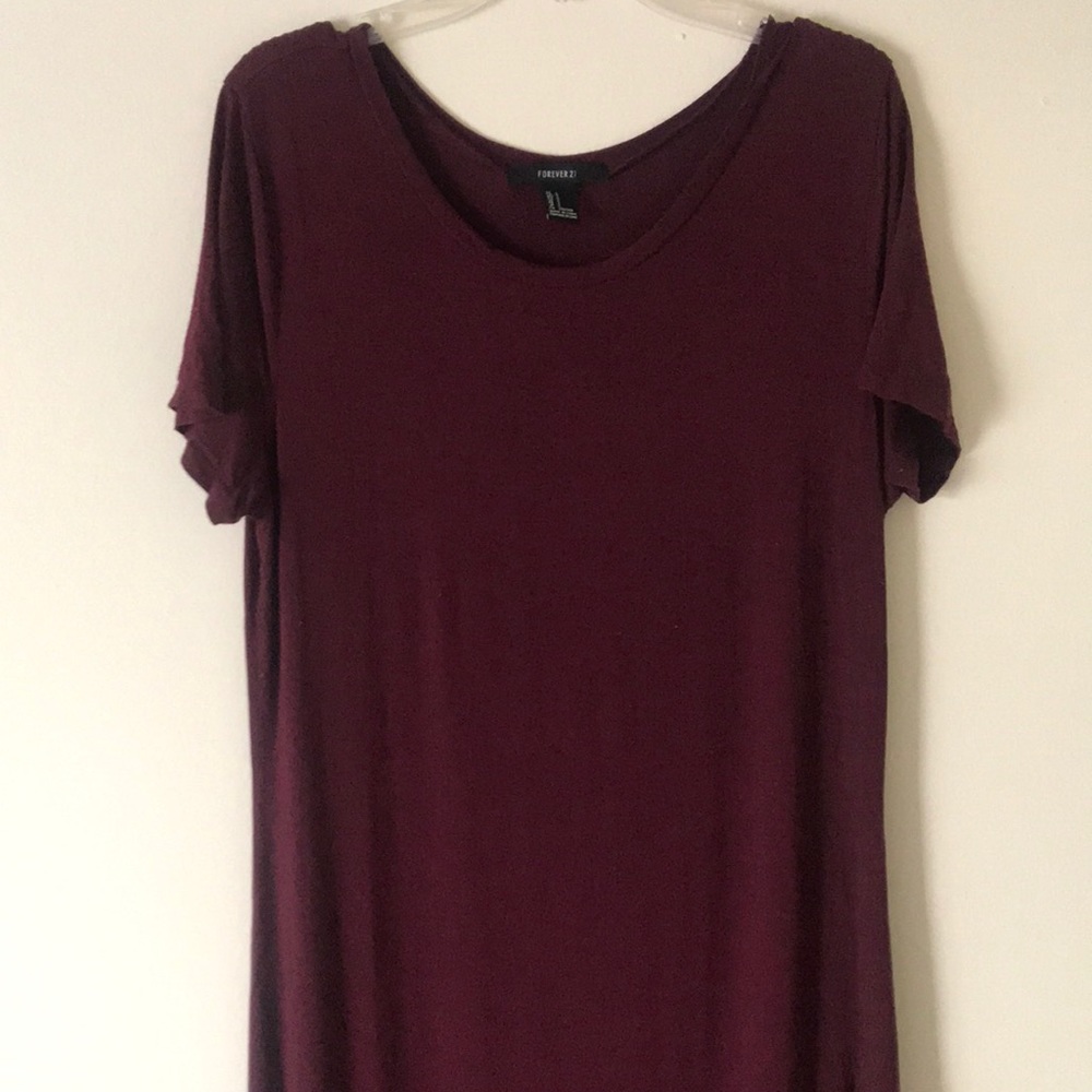 Forever 21 Burgundy Short Sleeved Maxi Dress